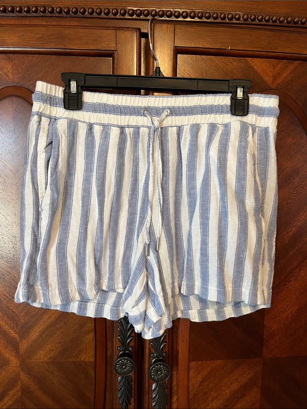 GAP Blue and White Striped Drawstring Shorts